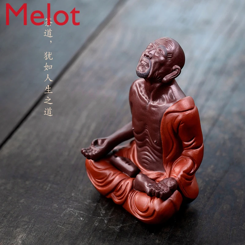 

Purple Sand Fine Tea Pet Decoration Sculpture Supportable Tea Set Tea Set Purple Clay Mu Xin Arhat home decoration