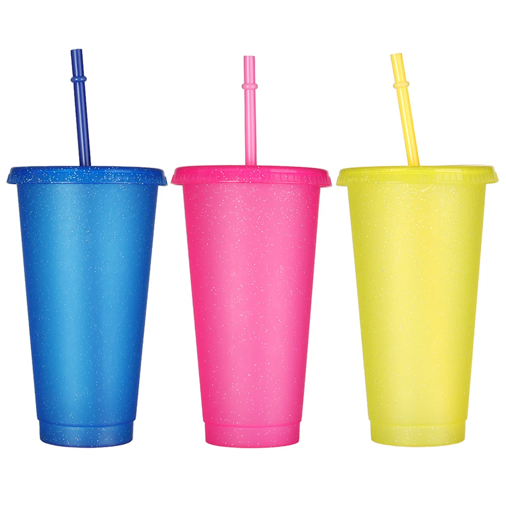 

480 мл/710 мл стандартная соломенная чашка с крышкой, многоразовая пластиковая чашка для кофе и чая, простой милый красочный кружка, портативна...