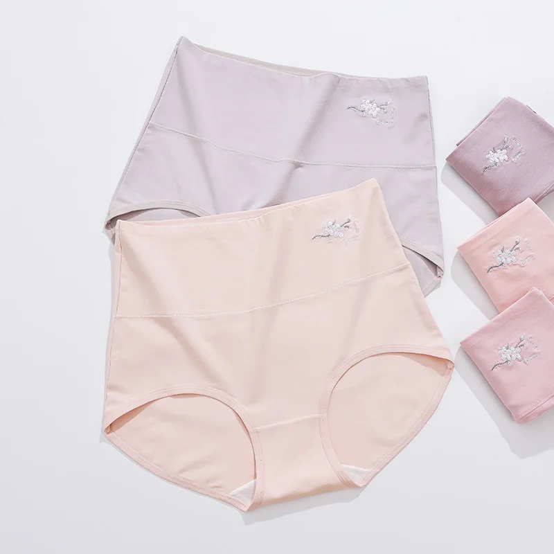 Women's underwear women's cotton antibacterial high waist cotton crotch summer thin section breathable fat mm large size triangl