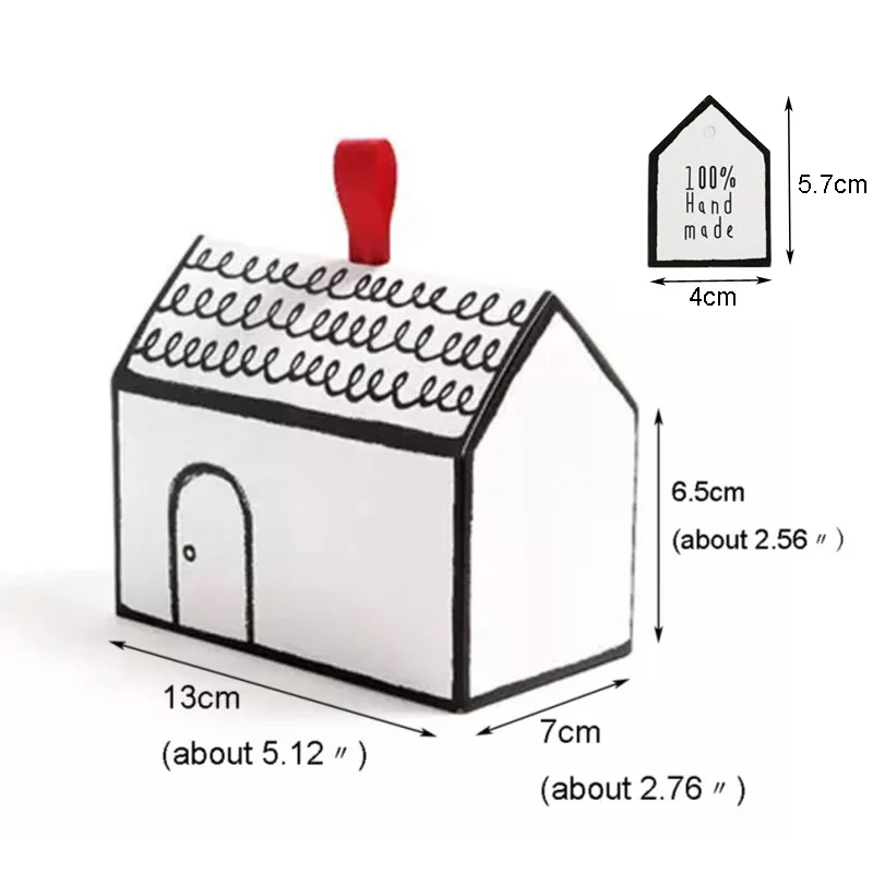 2sets Party Gift Boxes with Ribbon and Tag Merry Christmas Paper Handmade House Shape Present Gifts Box Supplies | Дом и сад