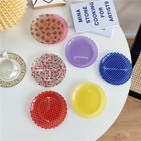 small flower dessert plate lattice cake plate striped plastic dishes photo props dinner plates and dishes decorative plate