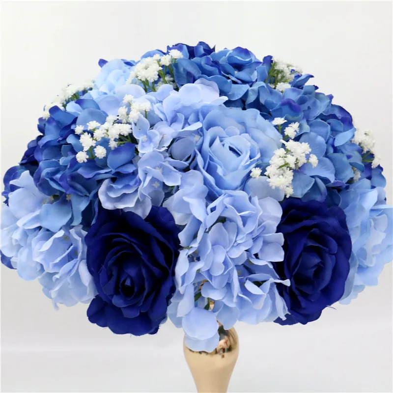 Blue ball 35/40/50 искусственный цветок, стол, центральный венок, вечерние, свадебные декорации, дорога, свинец, цветок, шар, роза, Гортензия, Гипсофила - Цвет: Blue ball