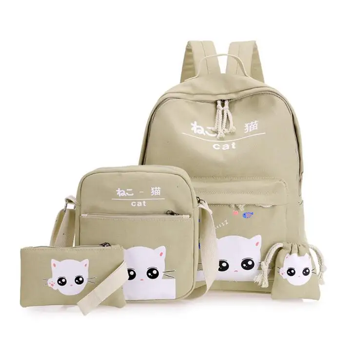 4 шт./компл. женские рюкзаки с персонажами мультфильмов кролик Печать холщовый