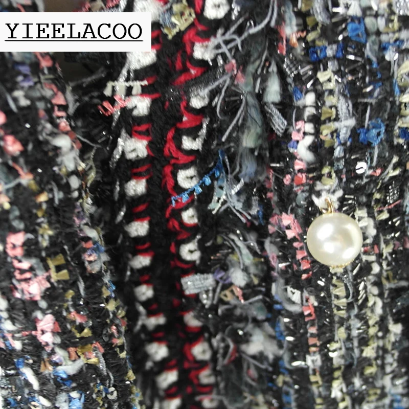 

women's tweed jacket burr decorative woven v collar autumn / winter jacket coat new slim ladies jacket