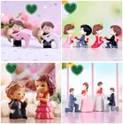 Миниатюрная фигурка жениха и невесты, микро-ландшафтное ремесло из ПВХ, украшение для дома, офиса, стола, автомобиля, 1 пара