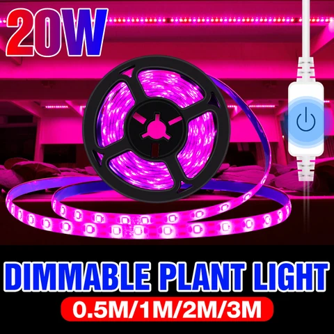 Светодиодная лампа полного спектра для выращивания растений, USB 5 В, Светодиодная лента для выращивания растений 2835 SMD, 0,5 м, 1 м, 2 м, 3 м, фитолампы для рассады комнатных растений