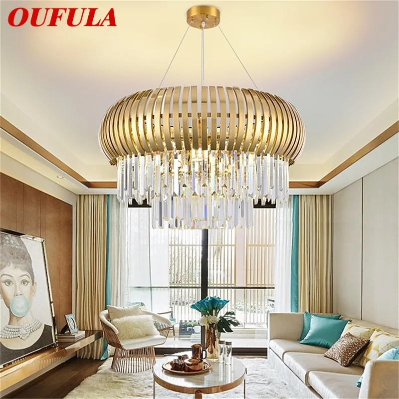 

OUFULA Modern Crystal Chandelier LED Home Decorative For Living Room Dining Room Villa Duplex