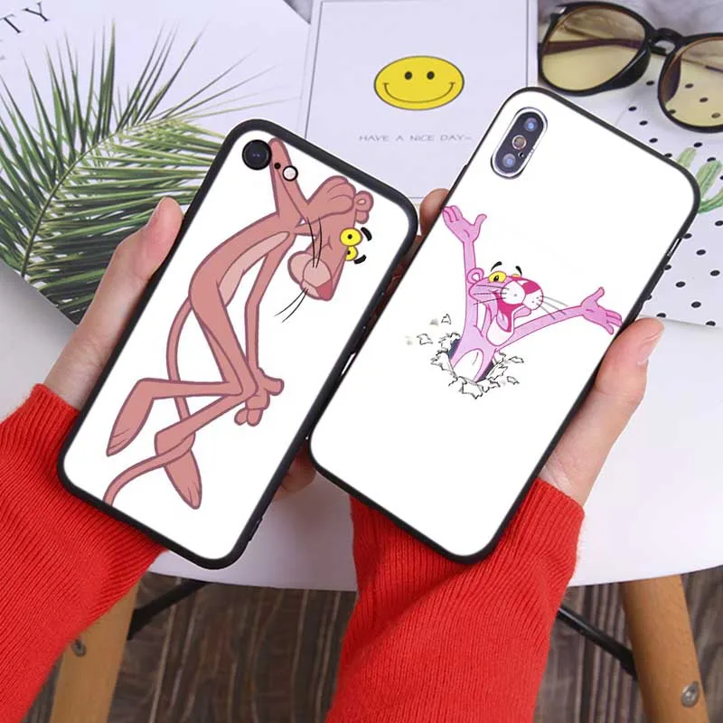 For iPhone X XS MAX XR 7 8 6 6S plus 5S SE Clear Soft Silicone Phone Case Pink Panther cute |