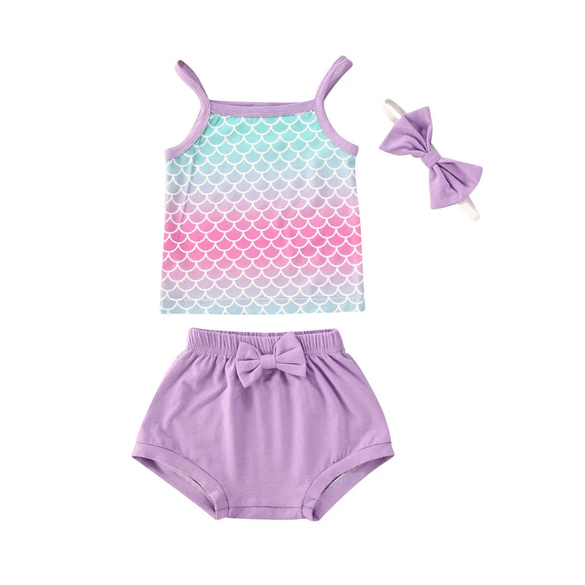 Комплект фиолетовой одежды Русалочки для новорожденных девочек Летний жилет без