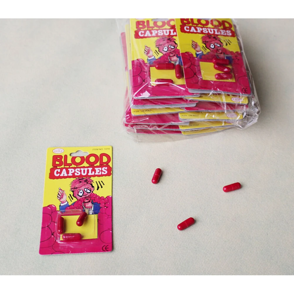 

Funny Blood Pill Trick Toys Whimsy Prop Vomiting Blood Capsule April Fool's Day Gag Joke Toys