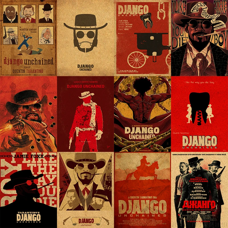 

Classic movie Django Unchained Quentin Tarantino retro Poster Retro Kraft Paper Bar Cafe Home Decor Painting Wall Sticker