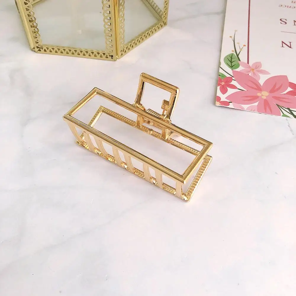 

Women Fashion Geometry Round Non-slip Solid Color Alloy Hair Claw Clip Jaw Clamp