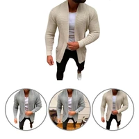 men sweater coat long sleeve male pockets pure color knitted coat men cardigan coat for office