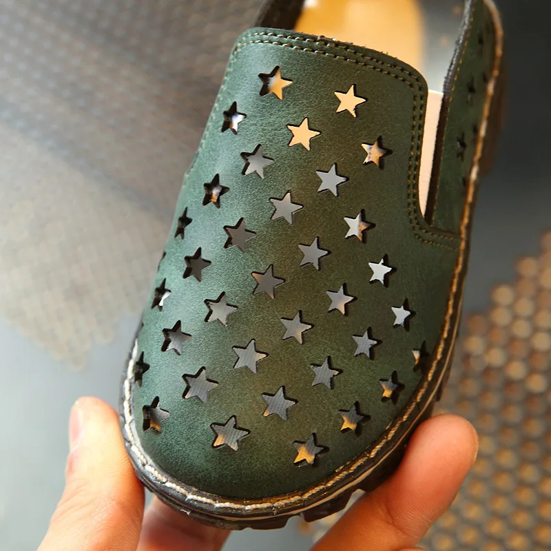 Летние детские кроссовки из натуральной кожи открытые сандалии легкая дышащая