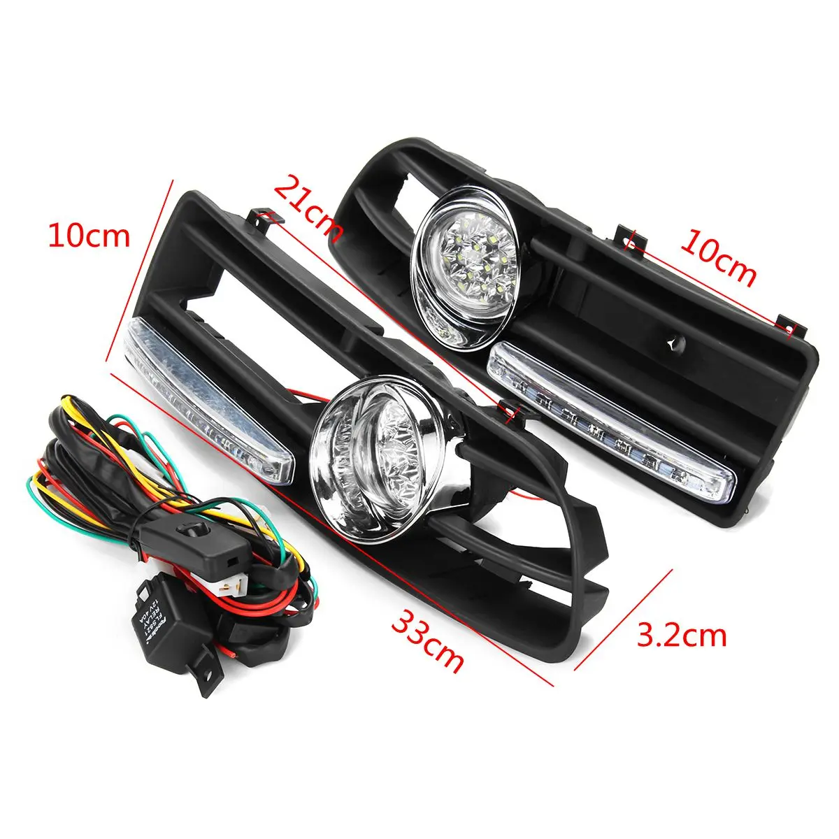 

1Pair Front Bumper Grille Driving DRL Fog Lights with Switch For Volkswagen For Jetta For Bora Mk4 1999 2000 2001 2002 2003 2004