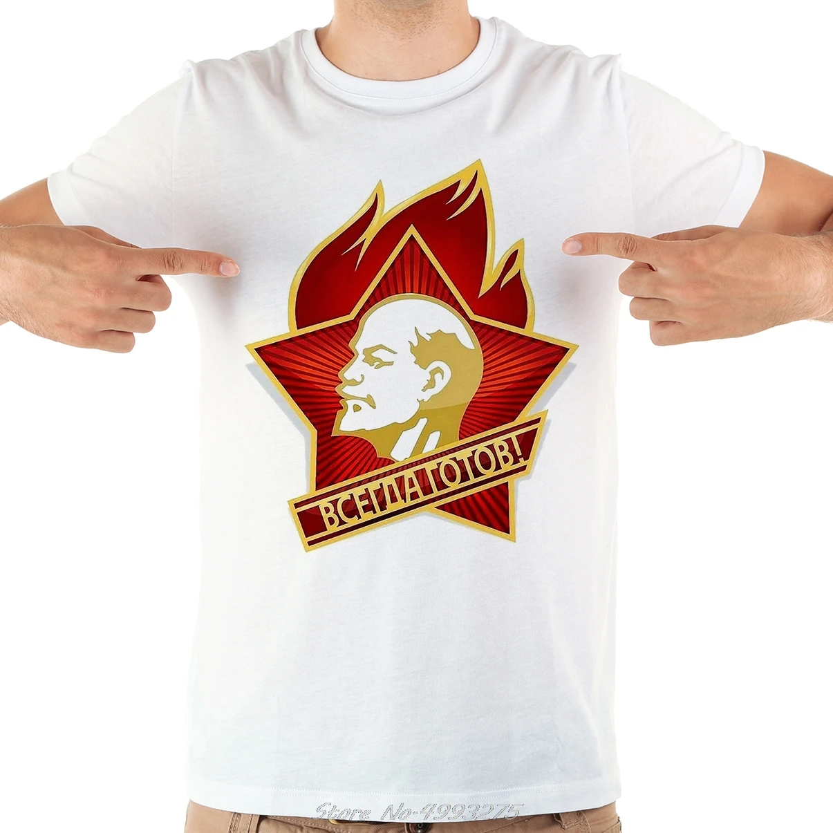 

CCCP Soviet Union Lenin Young Pioneers Badge T Shirt O-neck Summer New White Casual Short Sleeve USSR T Shirt Men
