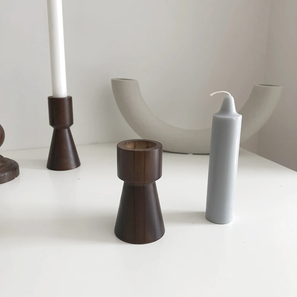 Korean Small Vintage Candlestick Wood Romantic Candle Holder Simple Cafe Kaarsen Houder Home Dining Table Decoration MM60ZT | Дом и сад