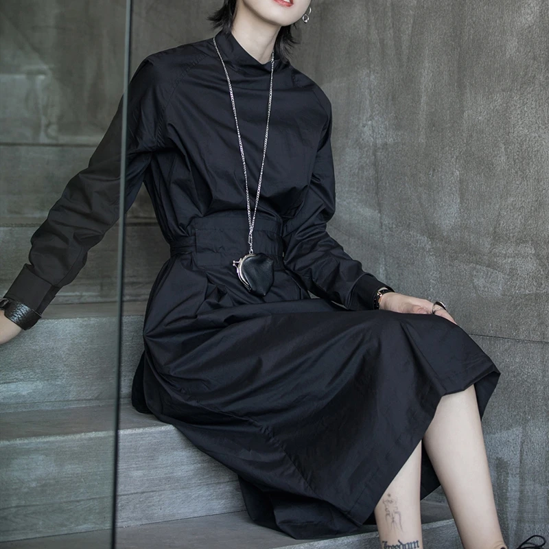 Осенняя мода Женская длинная рубашка платье темно CDG стиль yohji yamamoto шоу одежда с