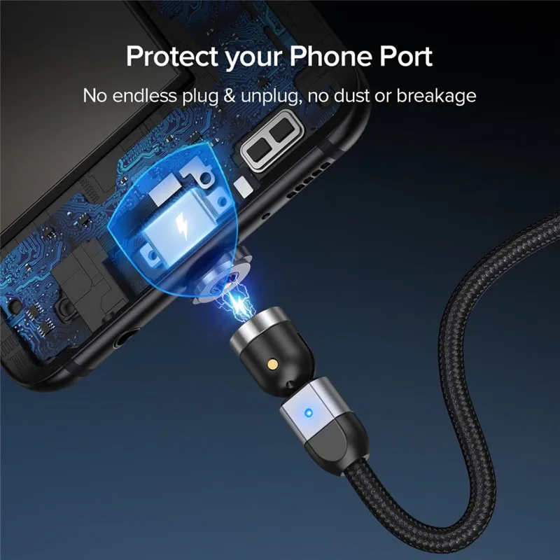 

Magnetic USB Type C Cable Micro USB Cord Magnetic Charging for iPhone 12 11 Pro Plus X XR XiaoMi Samsung Galaxy 540 Rotate Cord