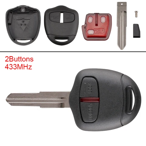 1 шт. 433 МГц 2 кнопки Автомобильный Дистанционный ключ с чипом ID46 и батареей подходит для MITSUBISHI Triton Pajero Outlander ASX Lancer MIT8 Lama