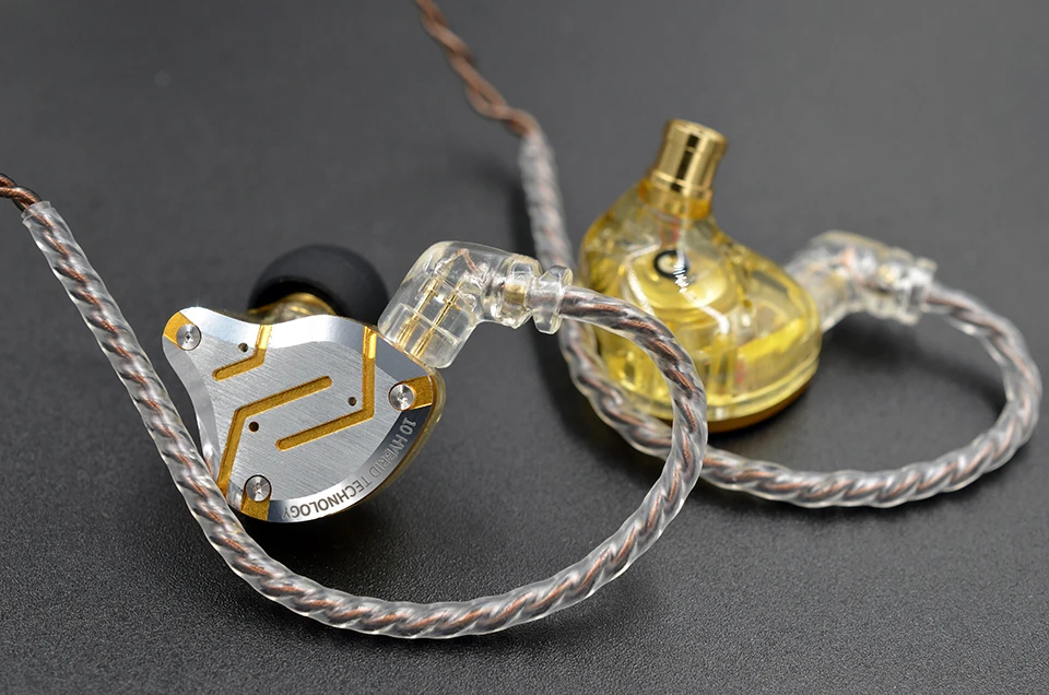 KZ ZS10 Pro Наушники золотистого цвета 4BA+ 1DD Hybrid 10 драйверы HIFI бас наушники в ухо монитор наушники с шумоподавлением металлическая гарнитура