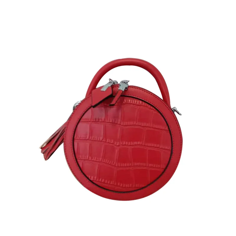 

Genuine leather crocodile pattern handbags new style 2021 fashion foreign portable small round shoulder messenger bag