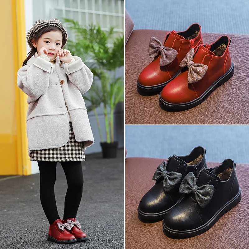 2022 Girls' Boots In Autumn And Winter, New Children's Single Boots, British Fashion Princess Boots And Cashmere Leather Shoes. enlarge