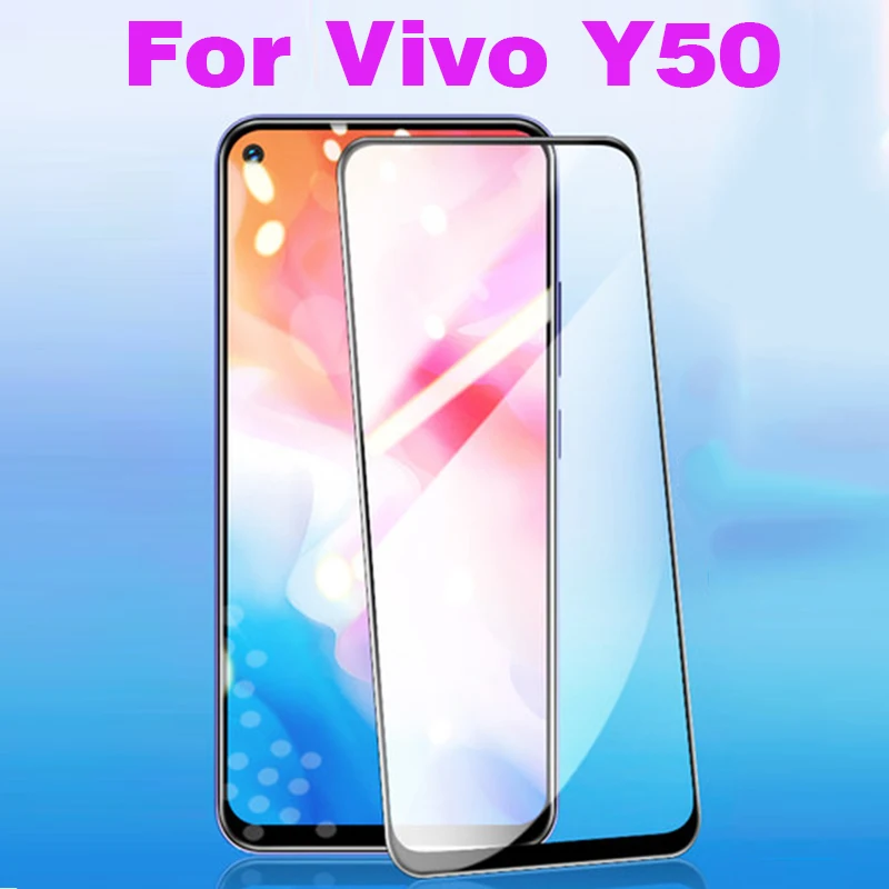 2 шт. полное клеевое покрытие из Алюминия закаленное стекло для Vivo Y50 защита