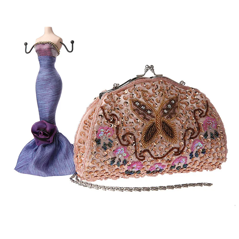 

Новинка 2021, Роскошная сумочка, вечерние клатчи с бисером и цветами, сумки для женщин, свадебные вечерние клатчи с кристаллами и металлическо...
