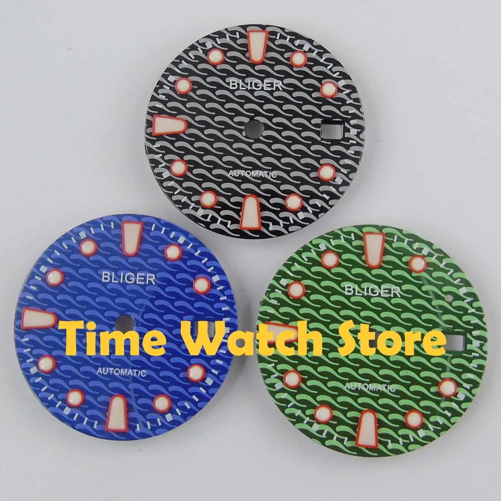 Роскошные 28 5 мм блигер светящиеся часы с окошком даты циферблат подходит ETA 2824 2836