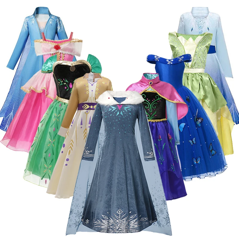

Anna Dress Girls Elza 2 Cosplay Costume For Kids Princess Dresses Sleeping Beauty Mermaid Snow White Halloween Party Fancy Vesti
