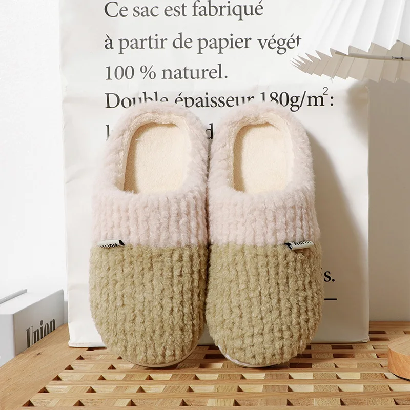 Cotton Slippers For Men And Women Couples Winter Home Indoor Mute Non-Slip Wear-Resistant Soft BottomHouseholdWarmPlush Slippers