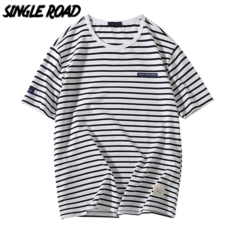 SingleRoad Мужская футболка оверсайз 2020 летняя полосатая хлопковая в стиле хип-хоп