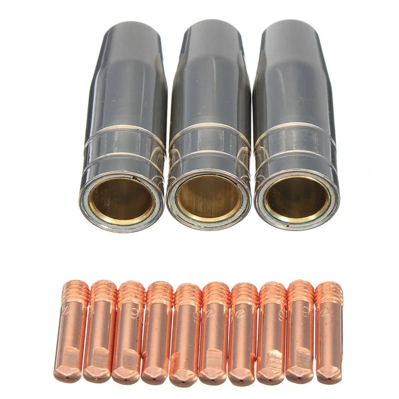 13Pcs CO2 Mig Welding Torch Aircooled MB 15AK Contact Tip Holder Gas Nozzle 0.8mm Welder Shield Shroud Nozzle Tip Kit