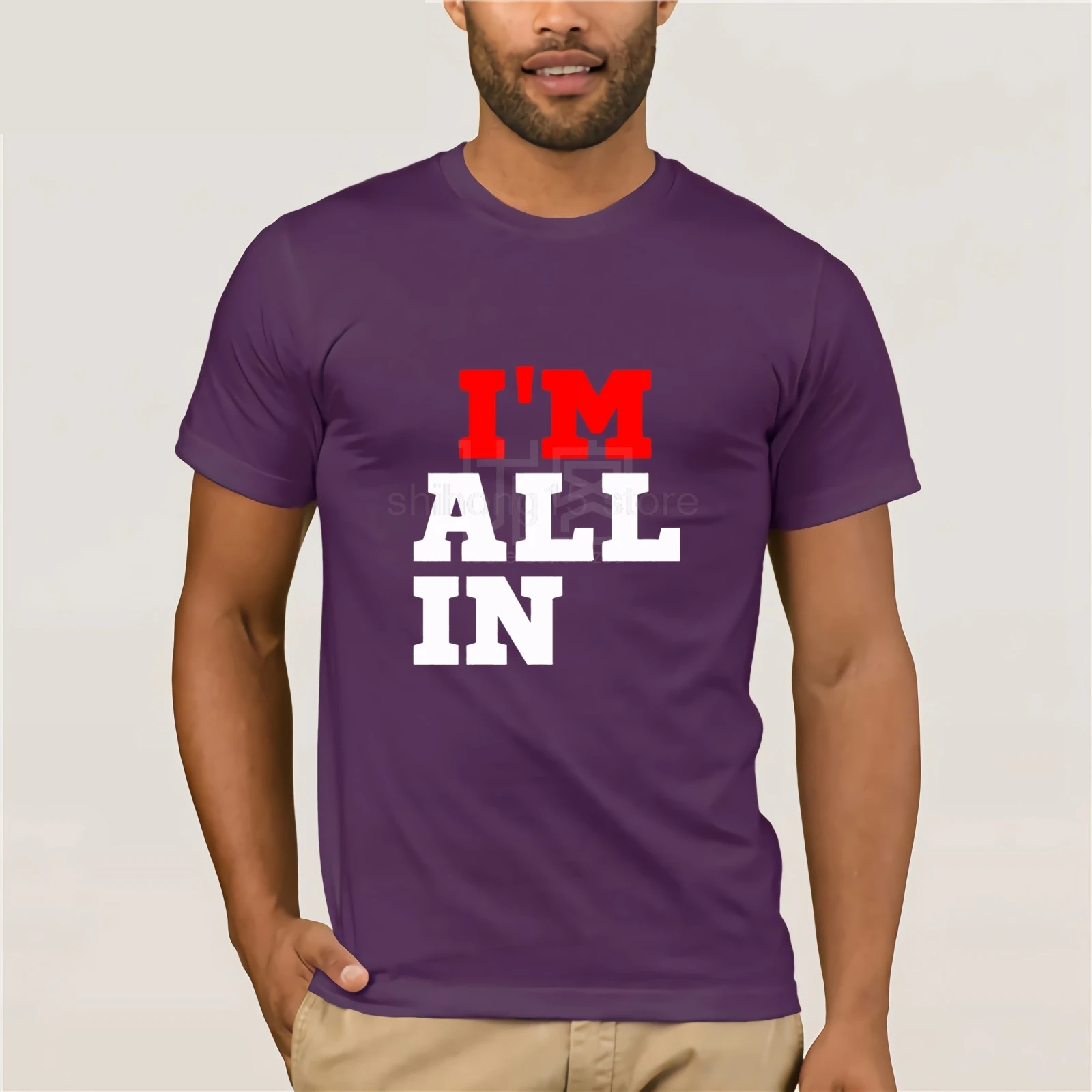Хорошая футболка для парней, популярная футболка с надписью «I'm All In Funny offening Texas Hold Em Poker Cards» в Лас-Вегасе, обтягивающая футболка - Цвет: purple