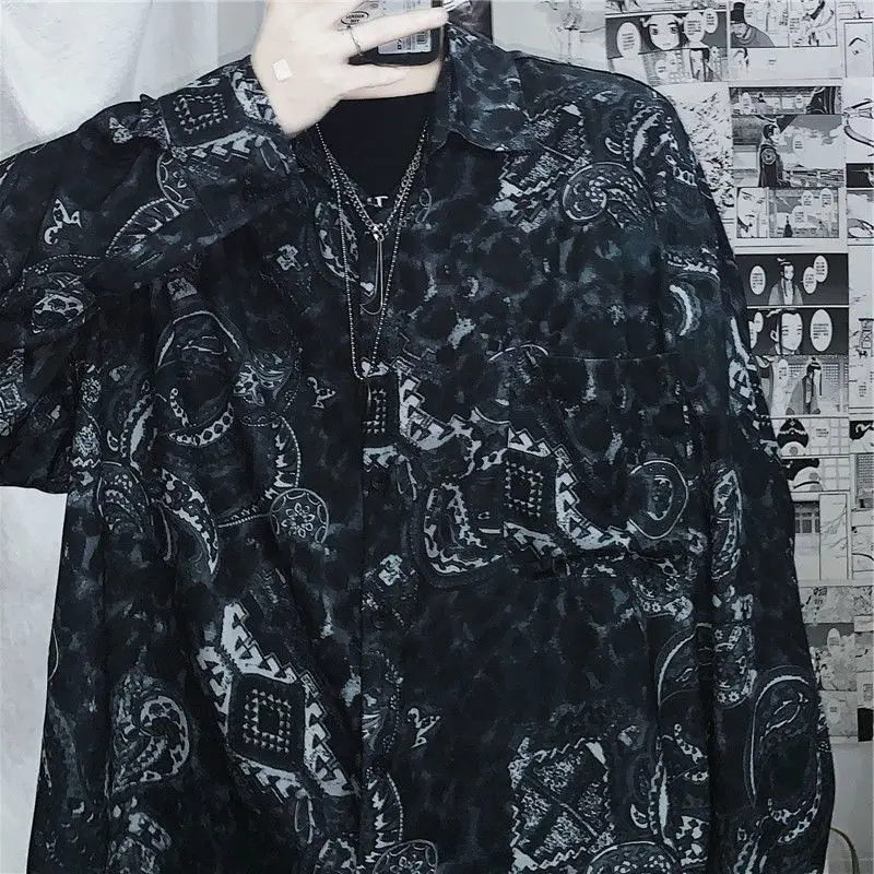 Мужская рубашка в стиле ретро демисезонная с длинным рукавом порта для темного