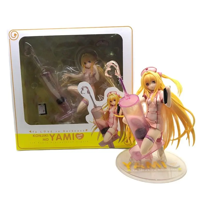 

20cm Anime Figure Sexy Girl Figure To Love Ru Darkness Golden Darkness Konjiki No Yami Nurse Ver Action Figure Model Toys