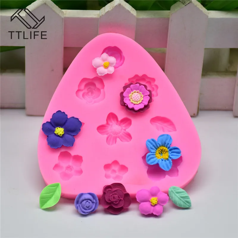 TTLIFE 3D Triangle Flower Collection Silicone Mold Fondant Cake Decorating DIY Tools Chocolate Soap Baking Moulds Kitchen Gadget | Дом и сад
