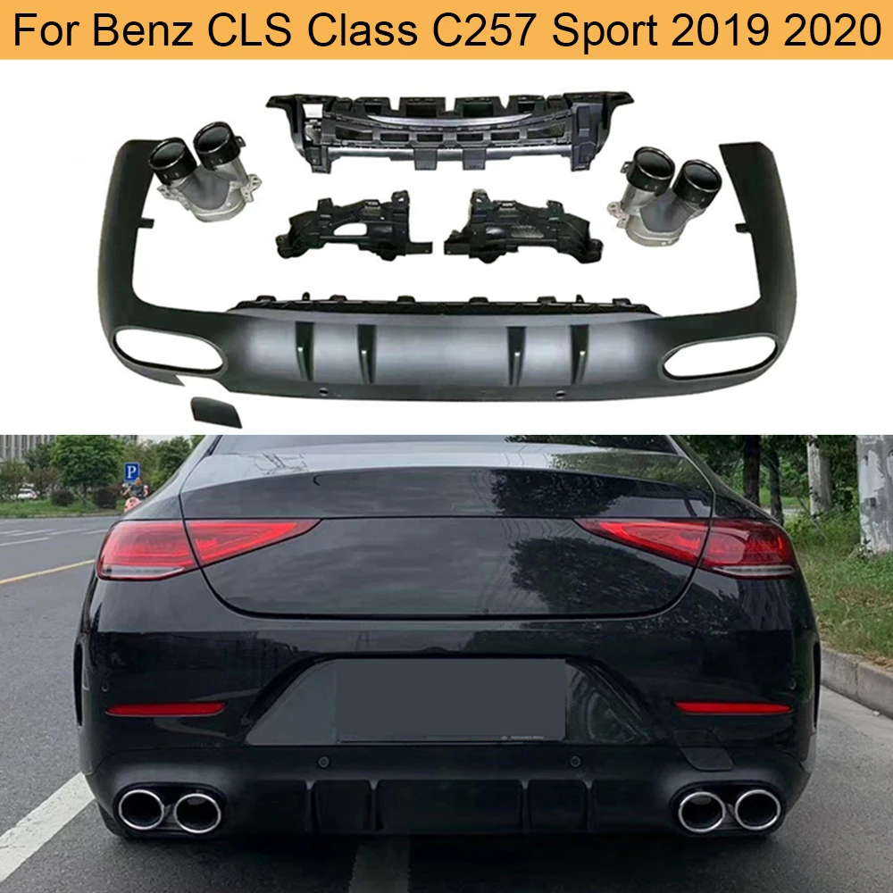PP Черный задний бампер диффузор спойлер для Mercedes Benz CLS Class C257 Sport 2019 2020 не CLS53 AMG