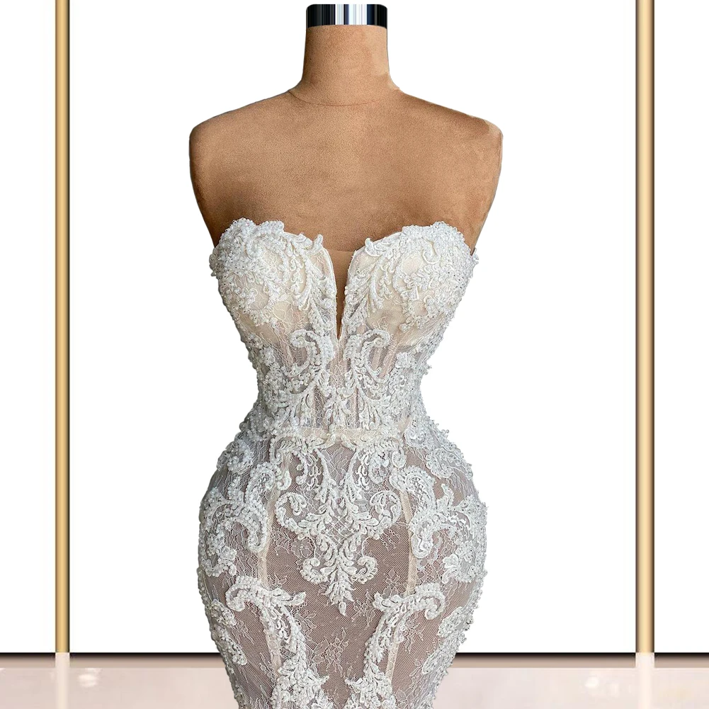 

Elegant Beaded Lace Sweetheart Mermaid Bridal Gown 2021 2021 robes de mariage