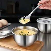 stainless steel steaming egg bowls with lid anti scald food mixing bowl diy cake bread mixer kitchen utensil bowl high quality