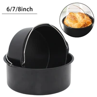 678inch round baking mold air fryer basket tray cake mould non stick pan carbon steel non stick coating bakeware cake tools