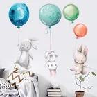 DIY кроликов воздушный шар наклейки на стену с кавайным животным Спальня украшения детской комнаты декоративная наклейка для стен Vinly стены