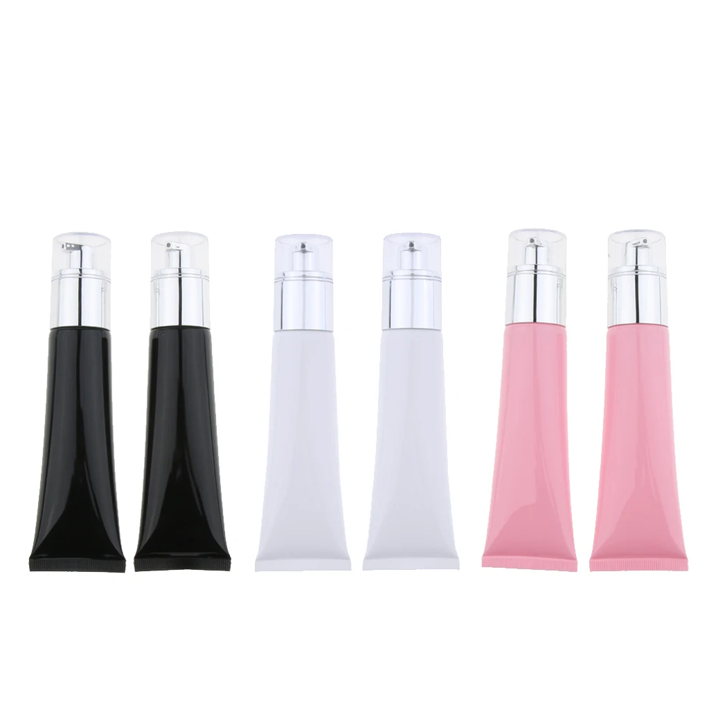 

2pcs Empty Pump Bottle Makeup Cream Foundation Tubes White Black Pink 50ml