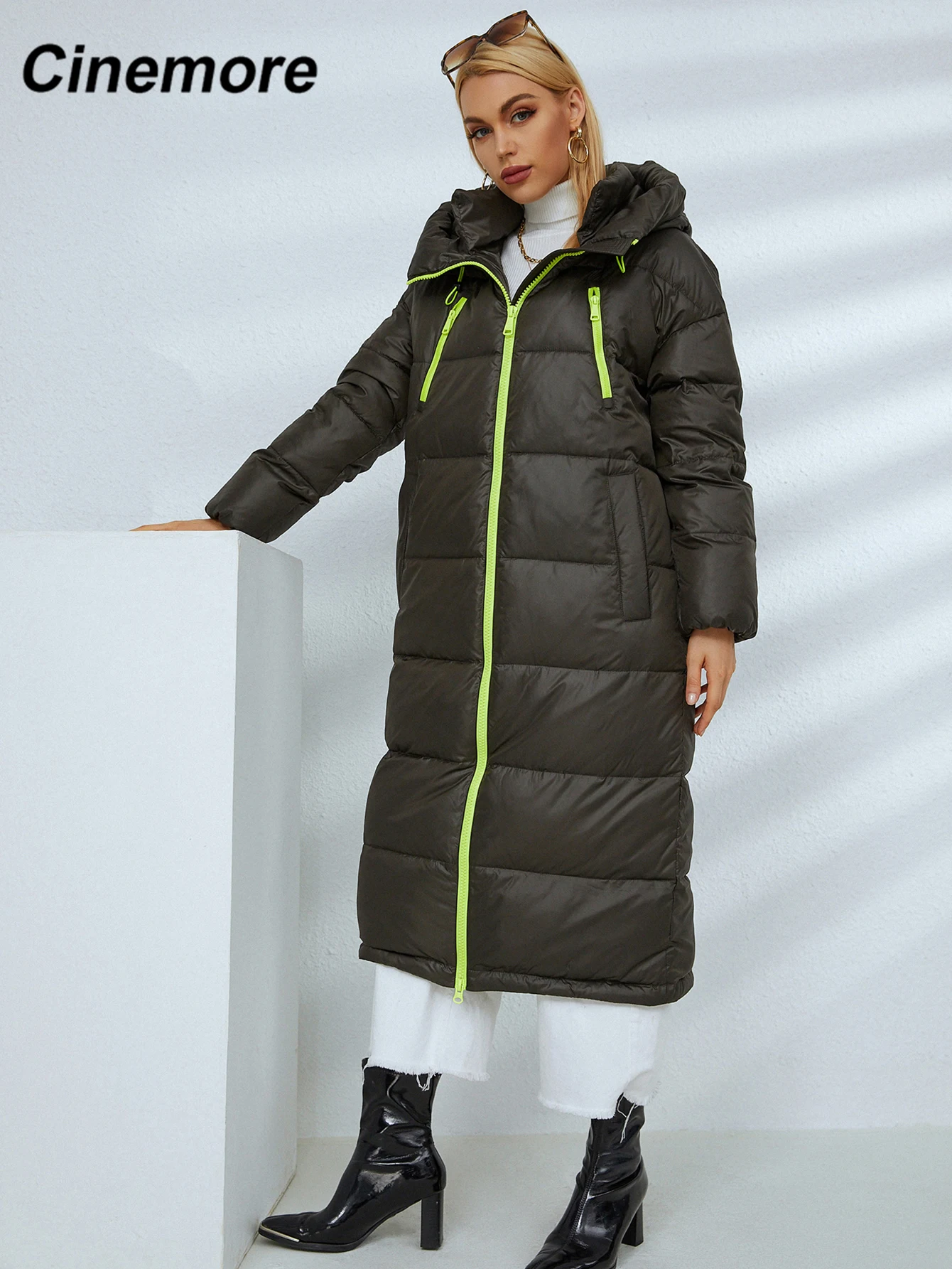 

Новый пуховик женский, зима 2021, расширенная модная трендовая Яркая дизайнерская женская зимняя куртка на молнии, парка 21010