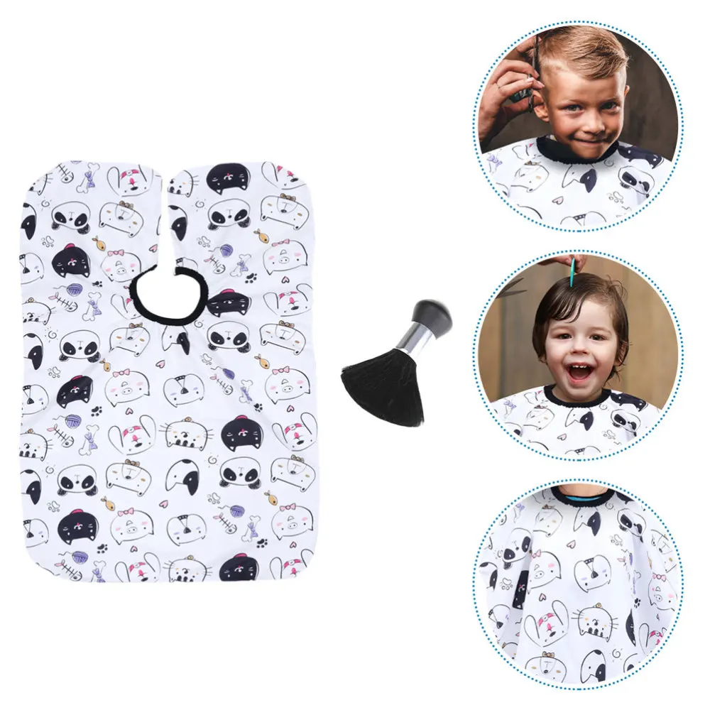 

2Pcs Kids Child Haircut Barber Cape Hair Salon Anti-Static Cape with Neck Duster