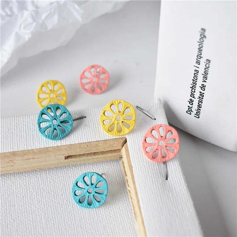 EM096 индивидуальные серьги-гвоздики в виде корня лотоса свежая текстура