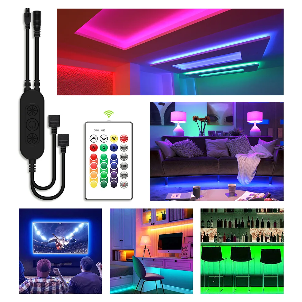 

DC5V 12V 24V RGB LED Bluetooth Controller Music Controller Light Strip IR Remote Control APP Control For RGB LED Strip Lights