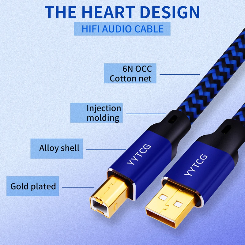 yytcg hifi usb cable dac a b alpha 6n occ digital ab audio a to b high end type a to type b hifi data cable free global shipping