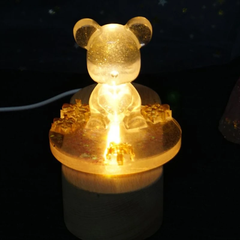 

LED Night Light Wooden Round Base Holder Display Stand for Crystals Glass Ball Illumination Lighting Accessories Deco Retailsale